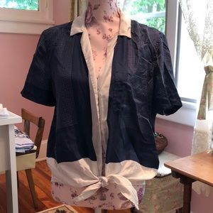 Navy silk blouse